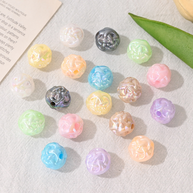 Phone Accessories Diy - 10Pcs Acrylic Yarn Ball Beads, Through