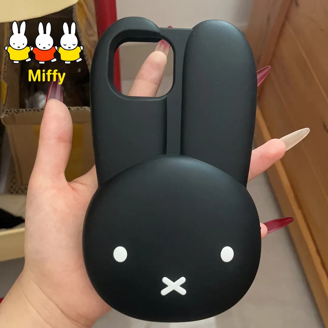 Phone Accessories Images - Miffy Rabbit Black Silicone Phone Case