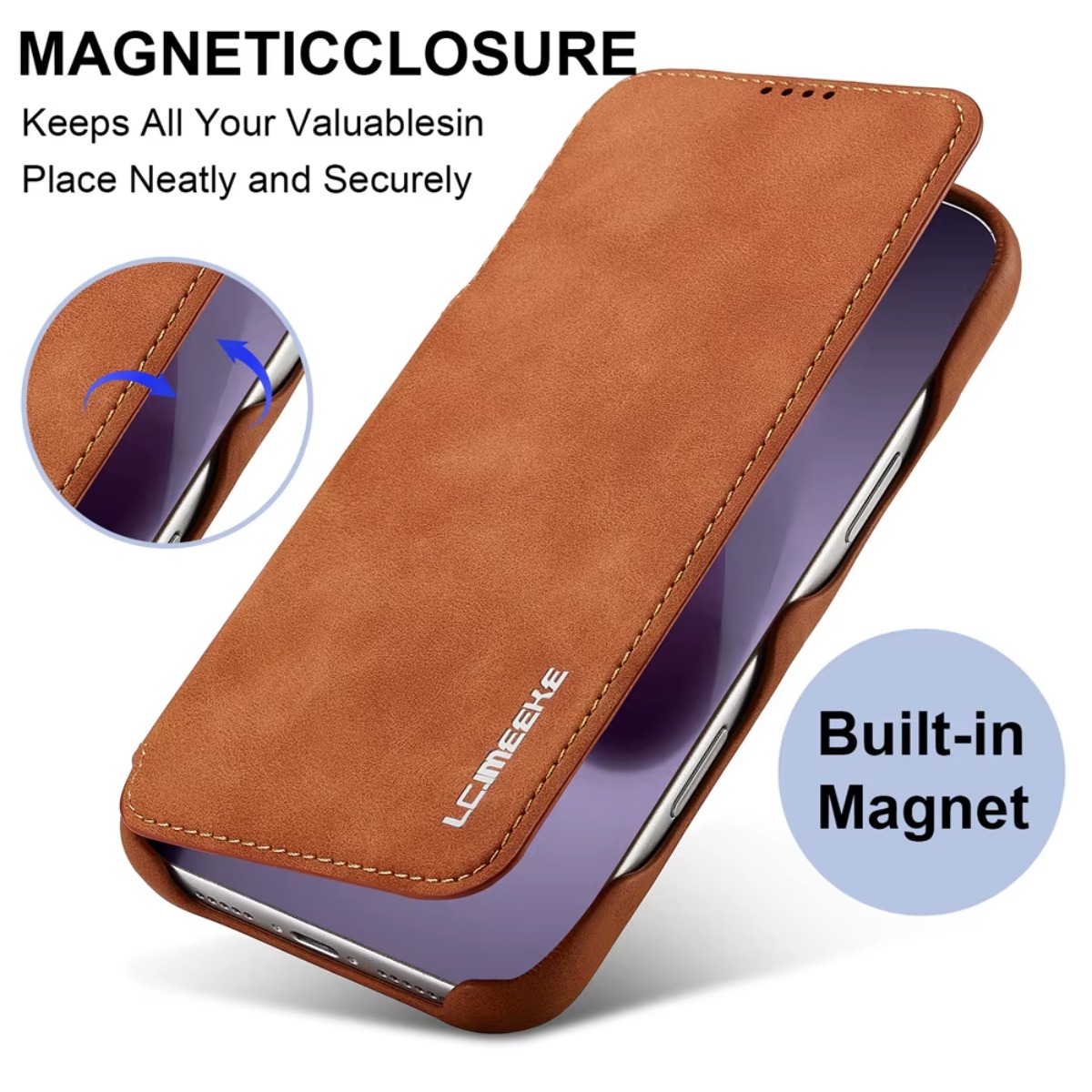 Phone Accessories Hippers - Leather Wallet Magnetic Flip Cover with