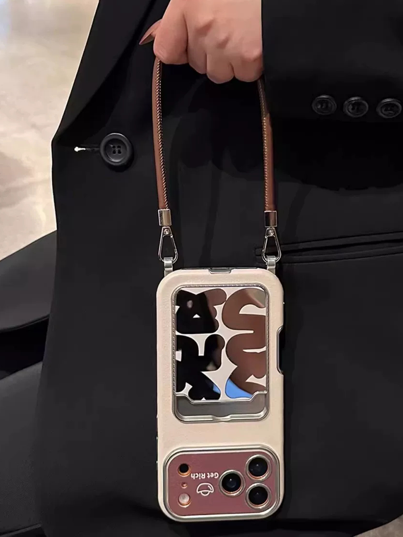 Luxury Leather Mirror Card Hol - Phone Accessories Hippers review and price